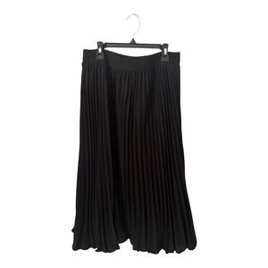 Kate Kasin Chic Black Pleated Midi Skirt Large NWT